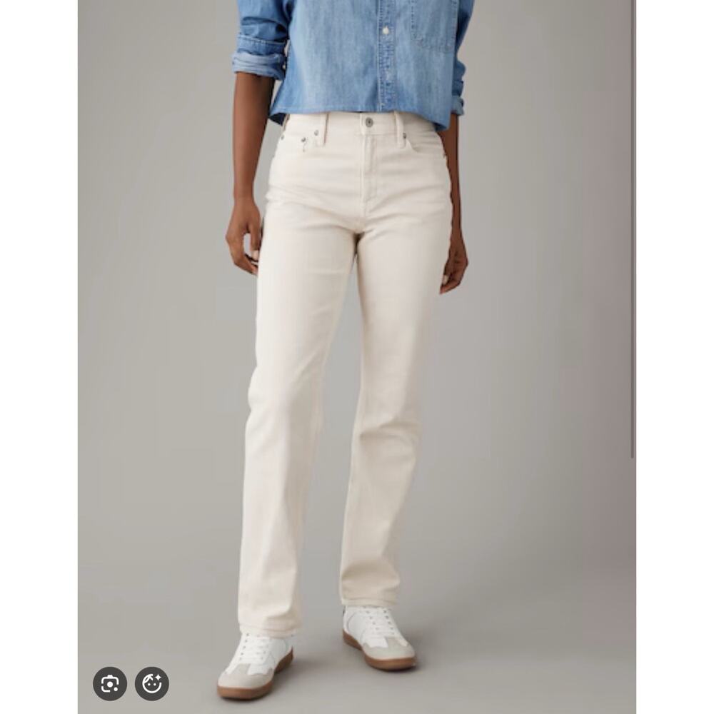 American Eagle Super High Rise Straight Jeans Cream Capsole Casual NEW Womens 18